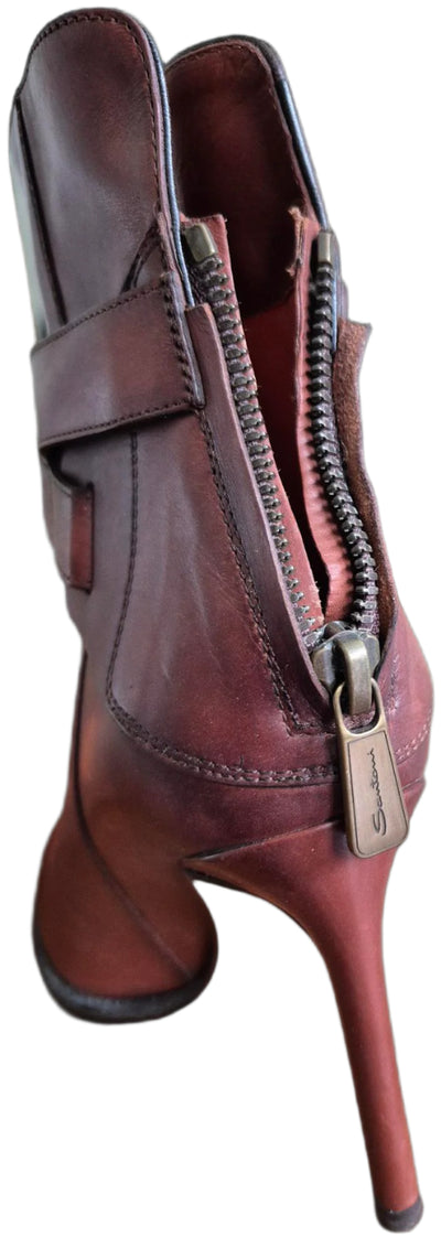 Santoni Italian Style Leather heeled booties